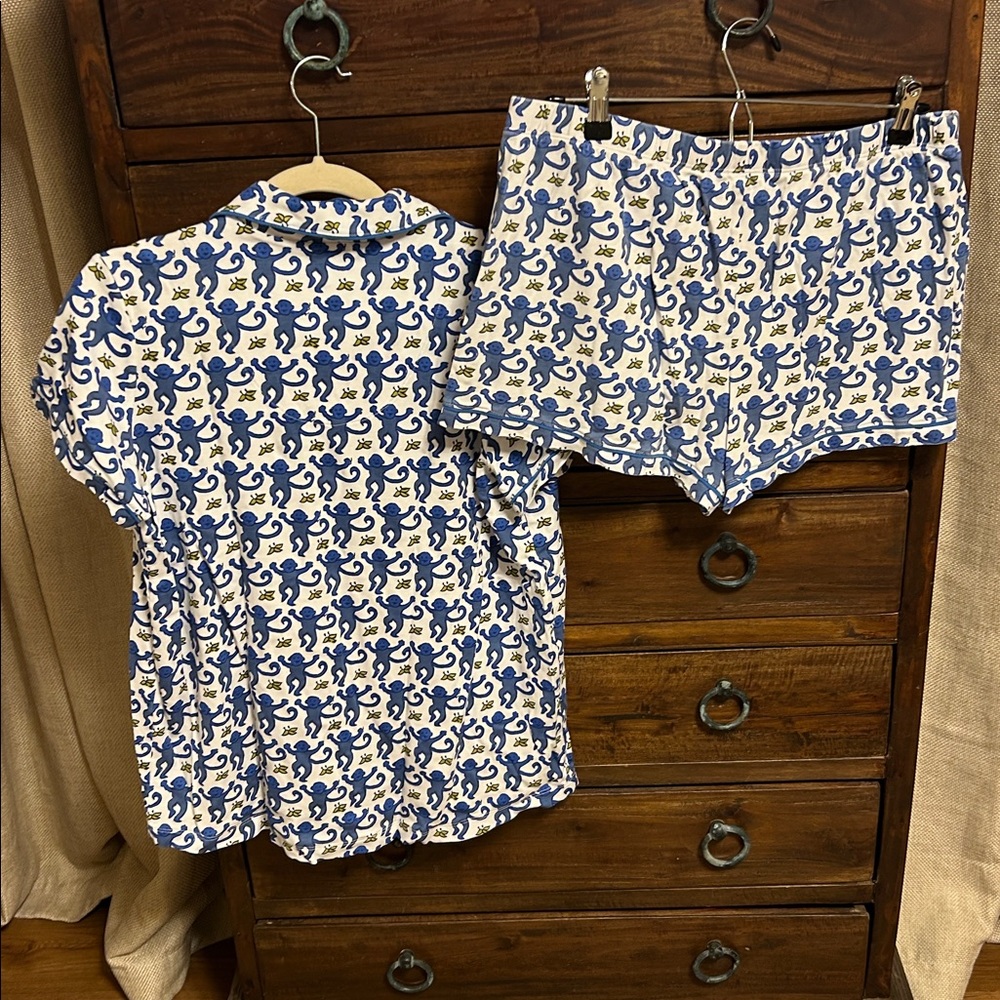 Roller Rabbit Blue & White Monkey Print Pajamas - Picture 5 of 5